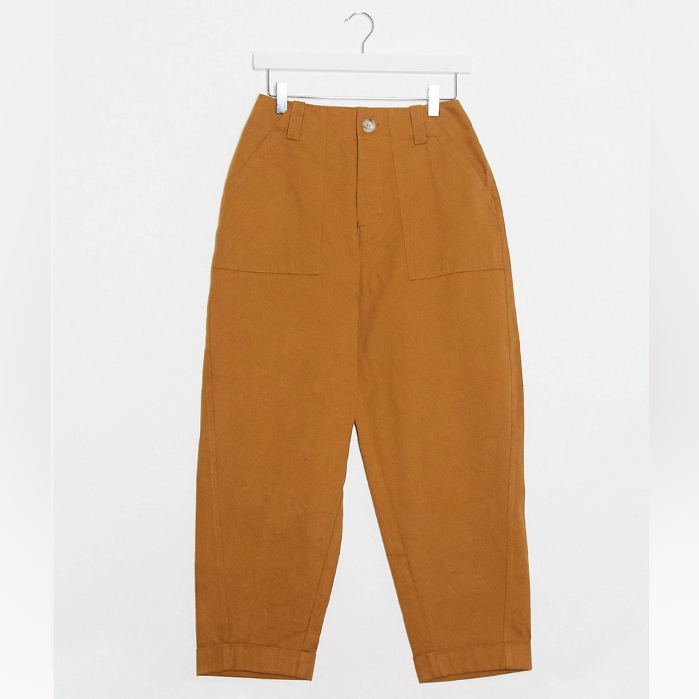 ASOS High Waisted Cropped Cigarette Chino Trouser Pant with pockets